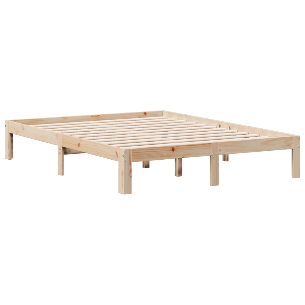 vidaXL Cama con estantería sin colchón madera maciza de pino 150x200cm