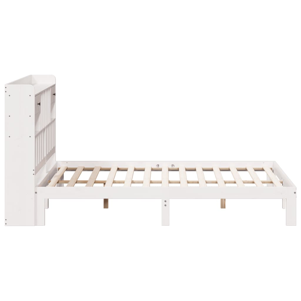 vidaXL Cama con estantería sin colchón madera maciza blanca 180x200 cm