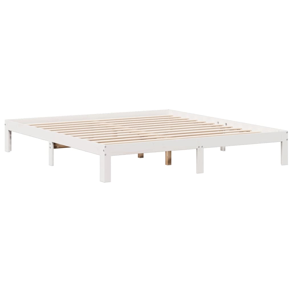 vidaXL Cama con estantería sin colchón madera maciza blanca 180x200 cm