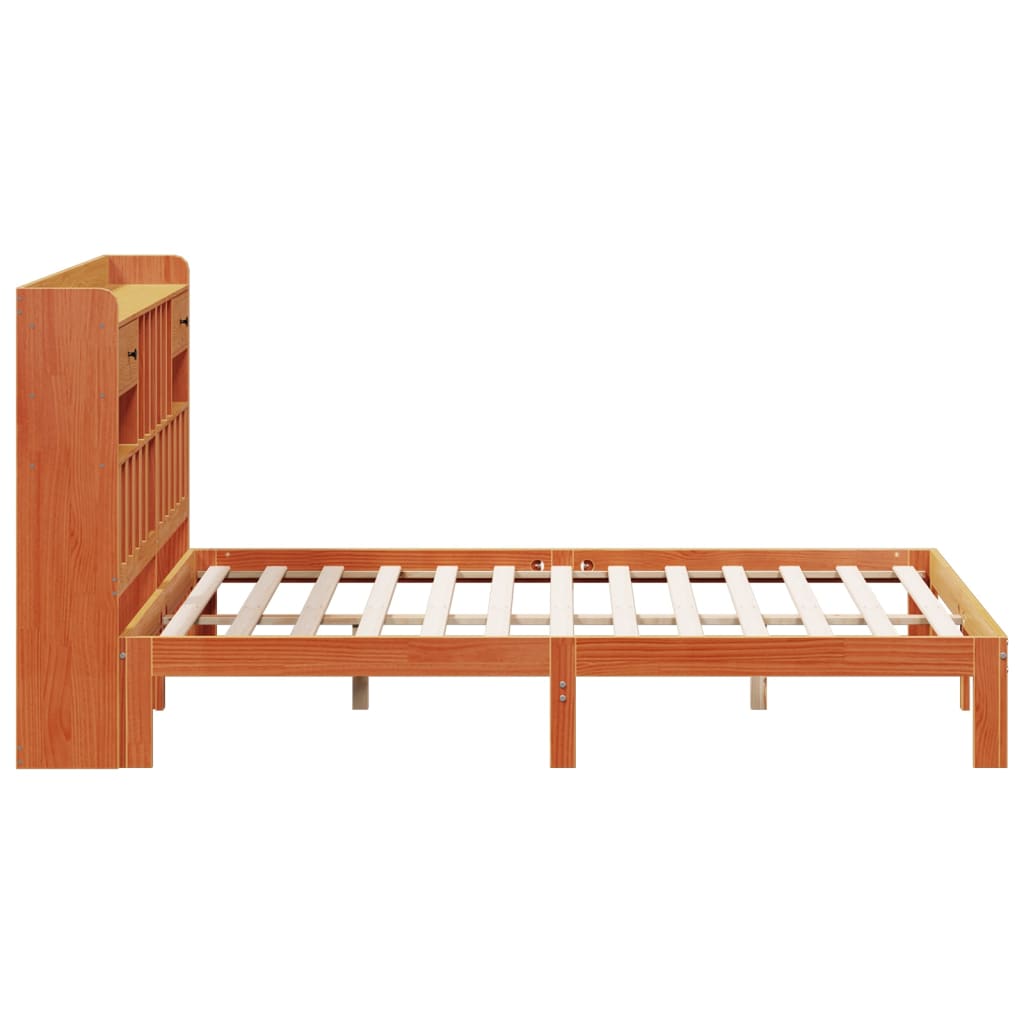 vidaXL Cama con estantería sin colchón madera maciza marrón 180x200cm