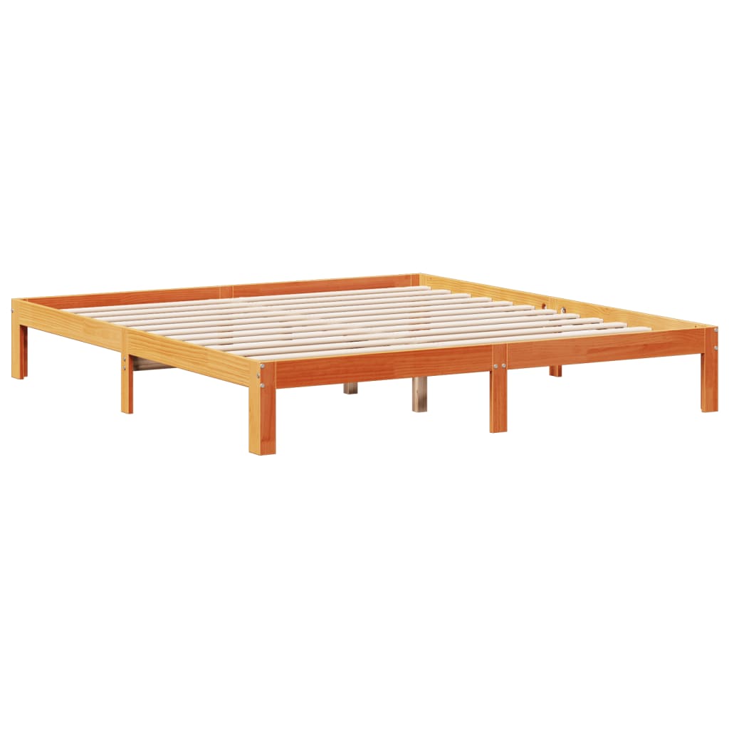 vidaXL Cama con estantería sin colchón madera maciza marrón 180x200cm