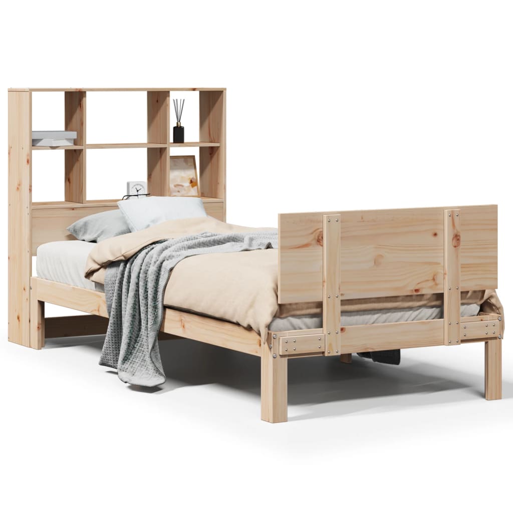 vidaXL Cama con estantería sin colchón madera maciza de pino 100x200cm