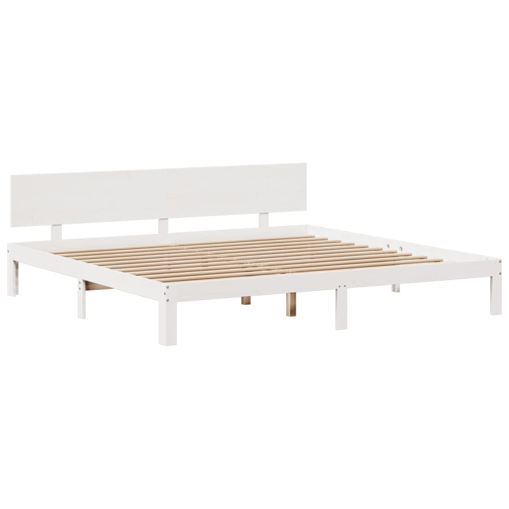 vidaXL Cama con estantería sin colchón madera maciza blanca 180x200 cm