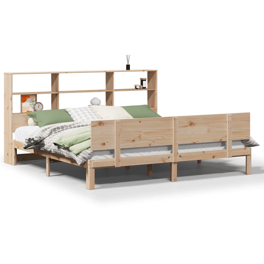 vidaXL Cama con estantería sin colchón madera maciza de pino 200x200cm