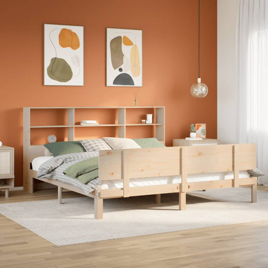 vidaXL Cama con estantería sin colchón madera maciza de pino 200x200cm