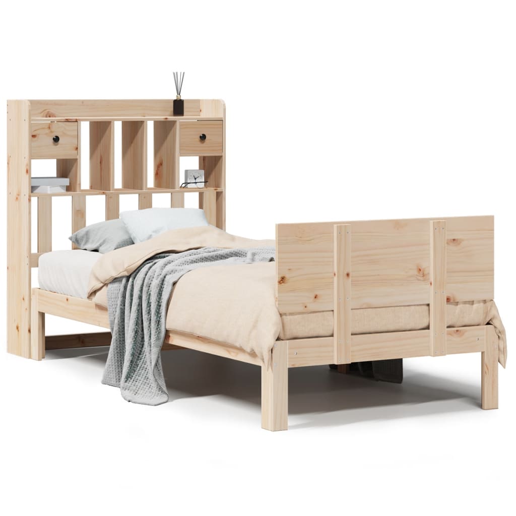 vidaXL Cama con estantería sin colchón madera maciza de pino 90x190 cm