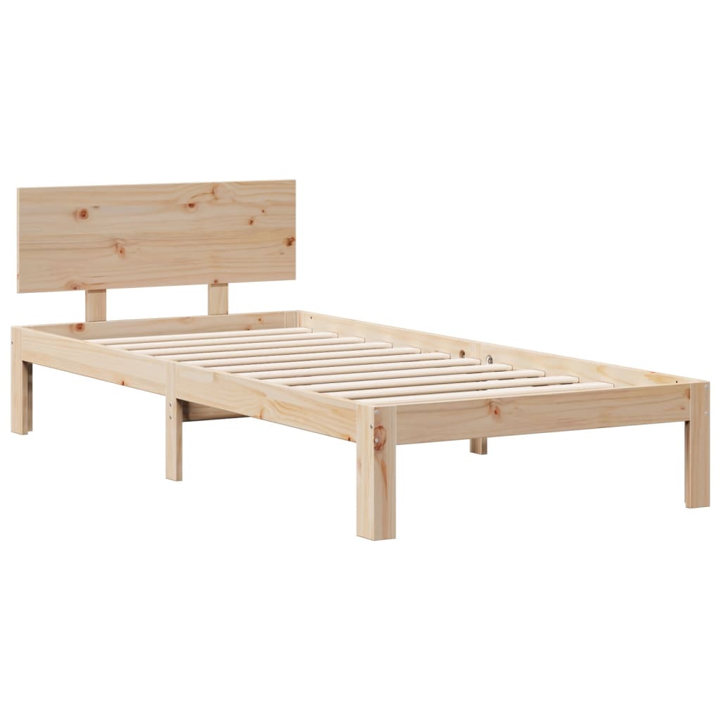 vidaXL Cama con estantería sin colchón madera maciza de pino 90x190 cm