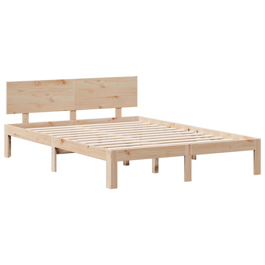 vidaXL Cama con estantería sin colchón madera maciza de pino 140x190cm