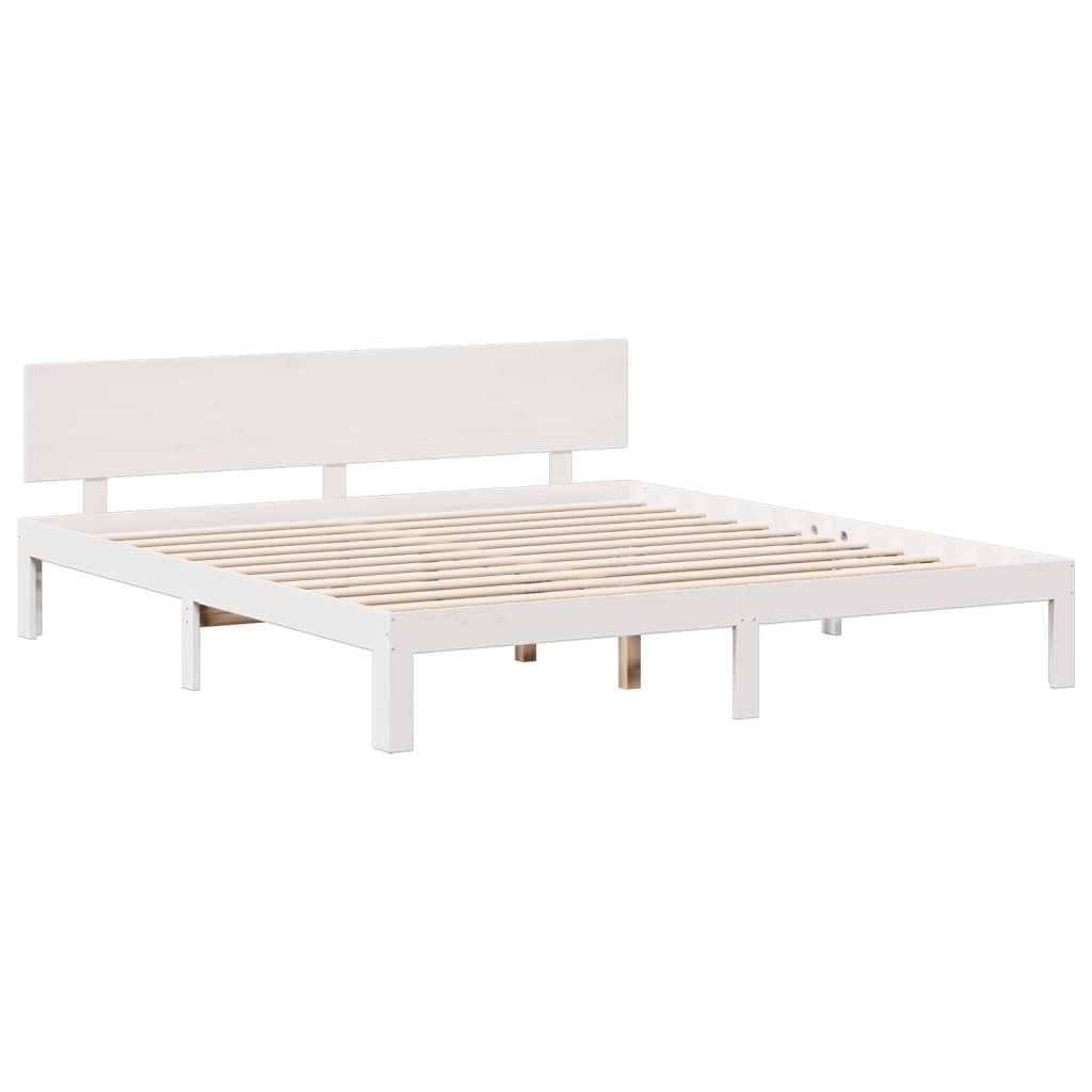 vidaXL Cama con estantería sin colchón madera maciza blanca 180x200 cm