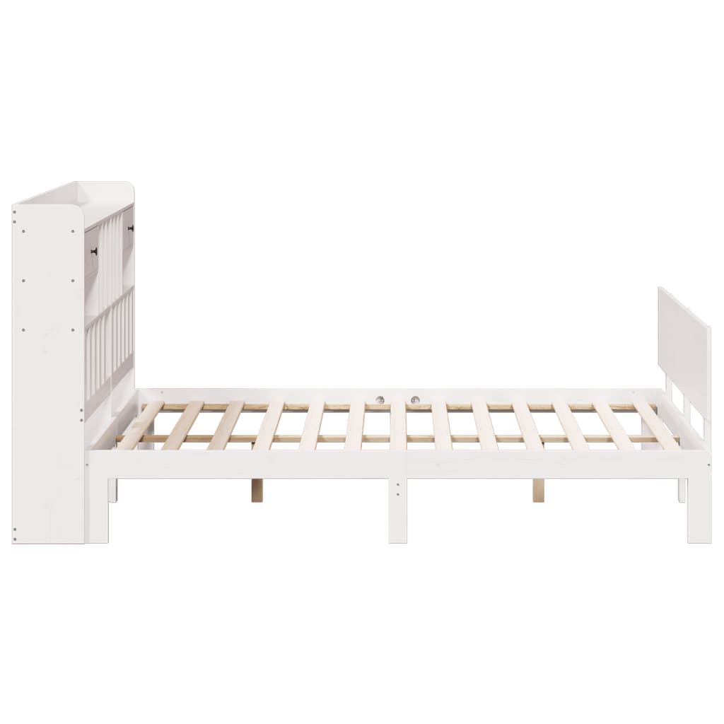 vidaXL Cama con estantería sin colchón madera maciza blanca 200x200 cm