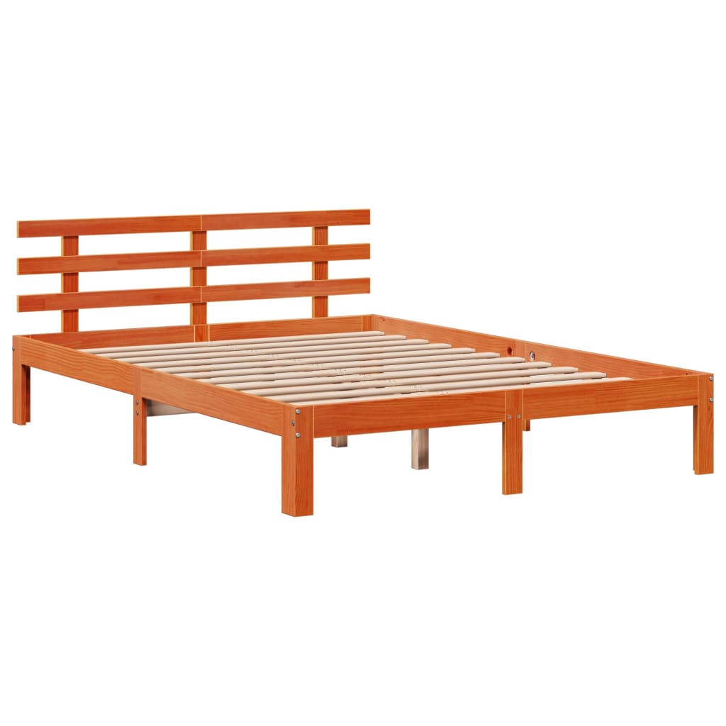 vidaXL Cama con estantería sin colchón madera maciza marrón 120x190 cm