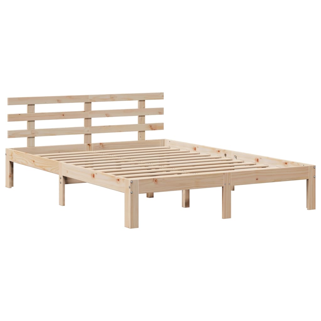 vidaXL Cama con estantería sin colchón madera maciza de pino 140x200cm