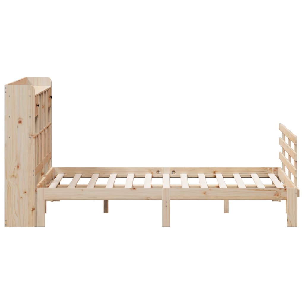 vidaXL Cama con estantería sin colchón madera maciza de pino 140x190cm