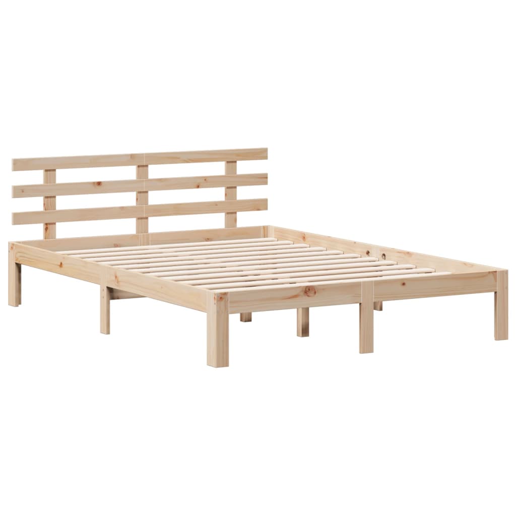 vidaXL Cama con estantería sin colchón madera maciza de pino 140x190cm