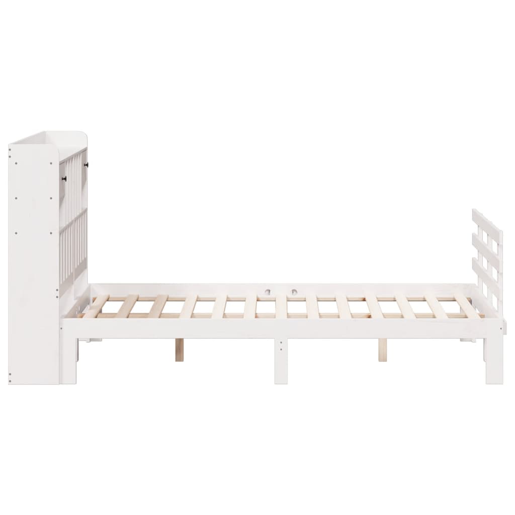 vidaXL Cama con estantería sin colchón madera maciza blanca 140x200 cm