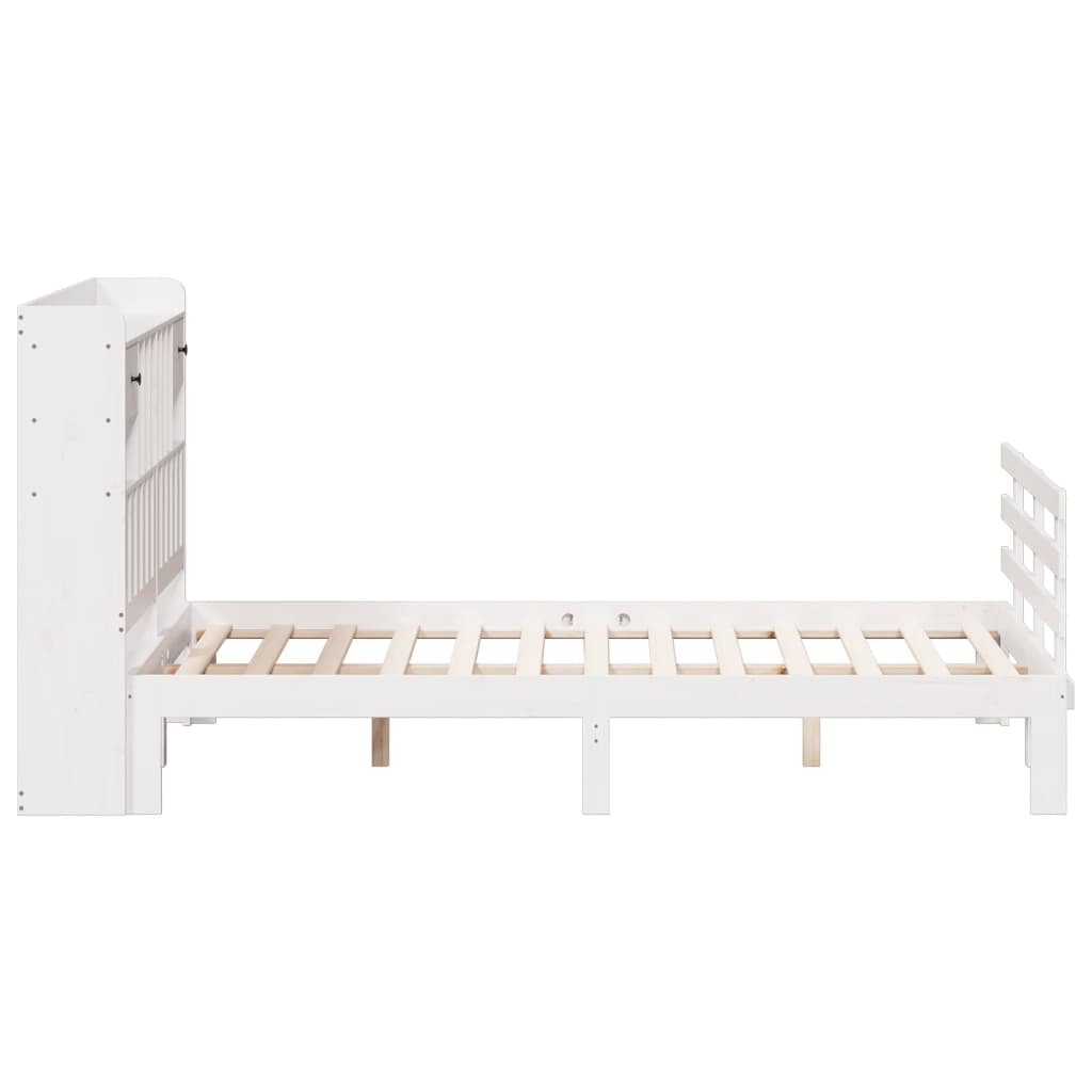 vidaXL Cama con estantería sin colchón madera maciza blanca 150x200 cm