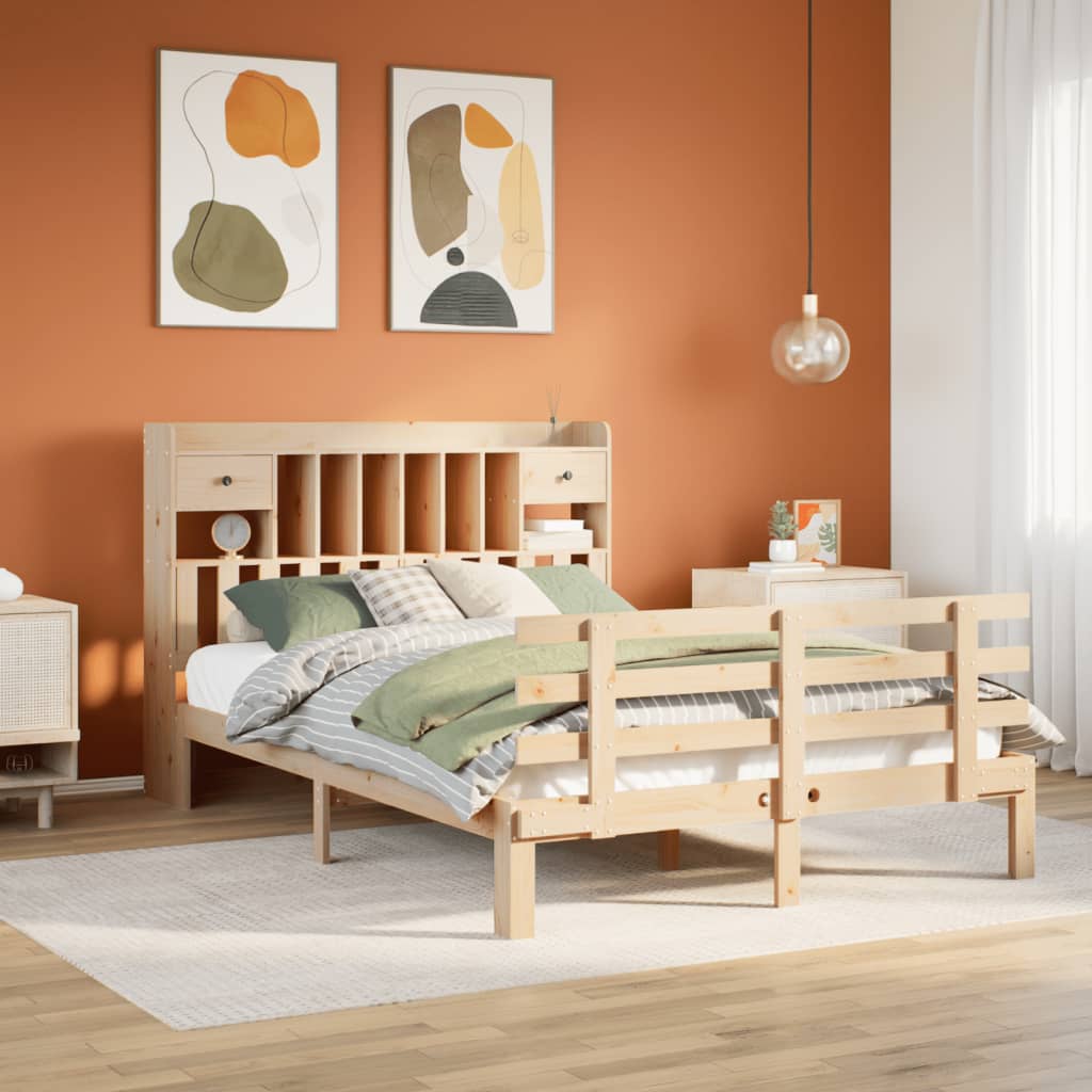 vidaXL Cama con estantería sin colchón madera maciza de pino 160x200cm