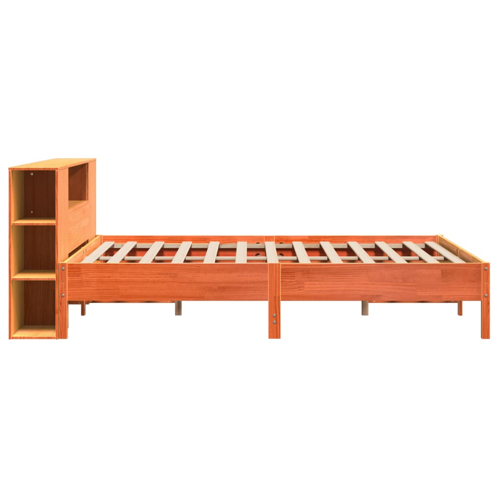 vidaXL Cama con estantería sin colchón madera maciza marrón 200x200 cm