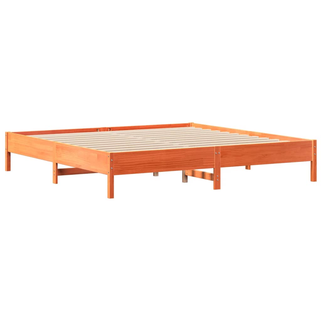 vidaXL Cama con estantería sin colchón madera maciza marrón 200x200 cm