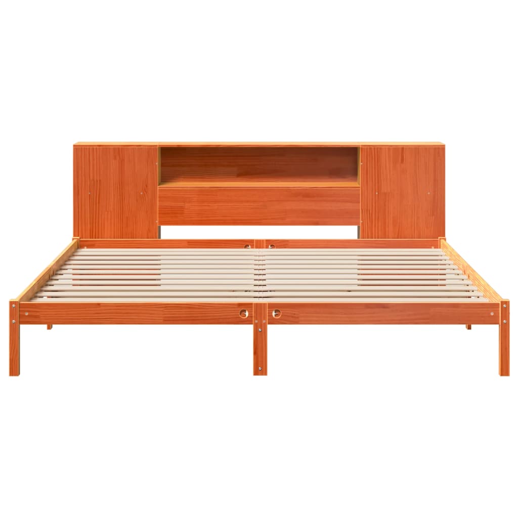 vidaXL Cama con estantería sin colchón madera maciza marrón 180x200cm