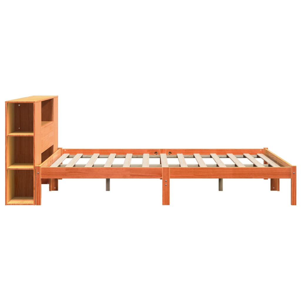 vidaXL Cama con estantería sin colchón madera maciza marrón 180x200cm