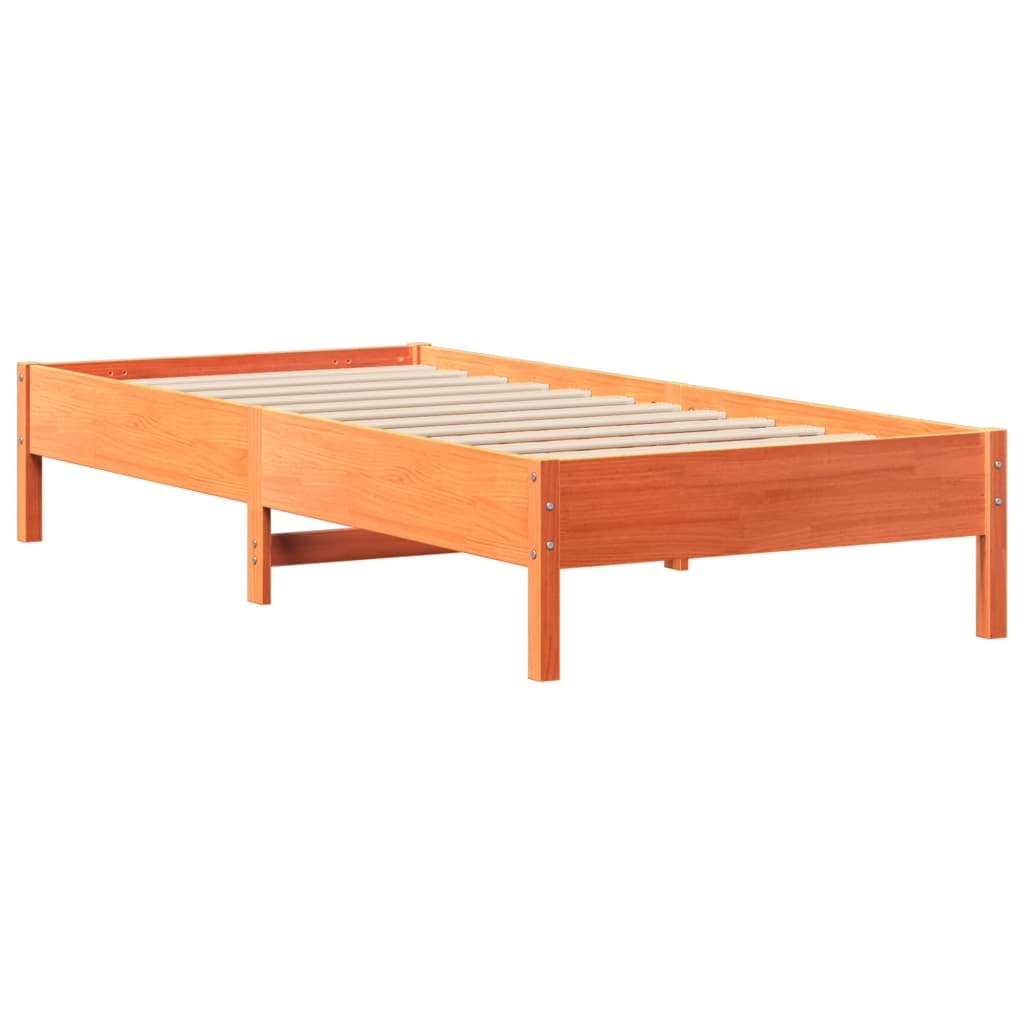 vidaXL Sofá con estantería sin colchón madera maciza marrón 90x200 cm