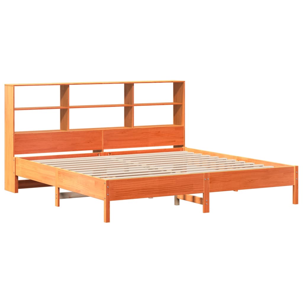 vidaXL Cama con estantería sin colchón madera maciza marrón 180x200cm