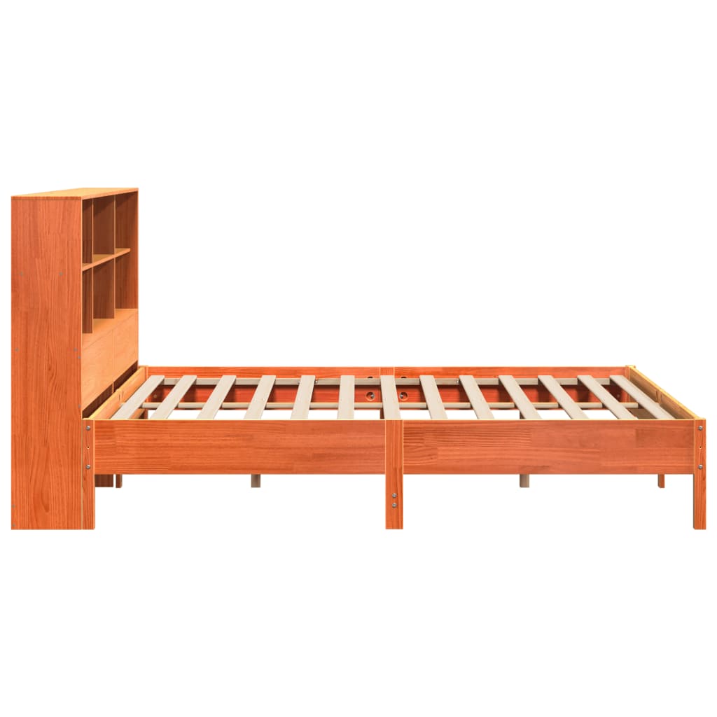 vidaXL Cama con estantería sin colchón madera maciza marrón 180x200cm