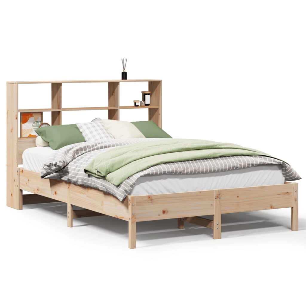 vidaXL Cama con estantería sin colchón madera maciza de pino 160x200cm