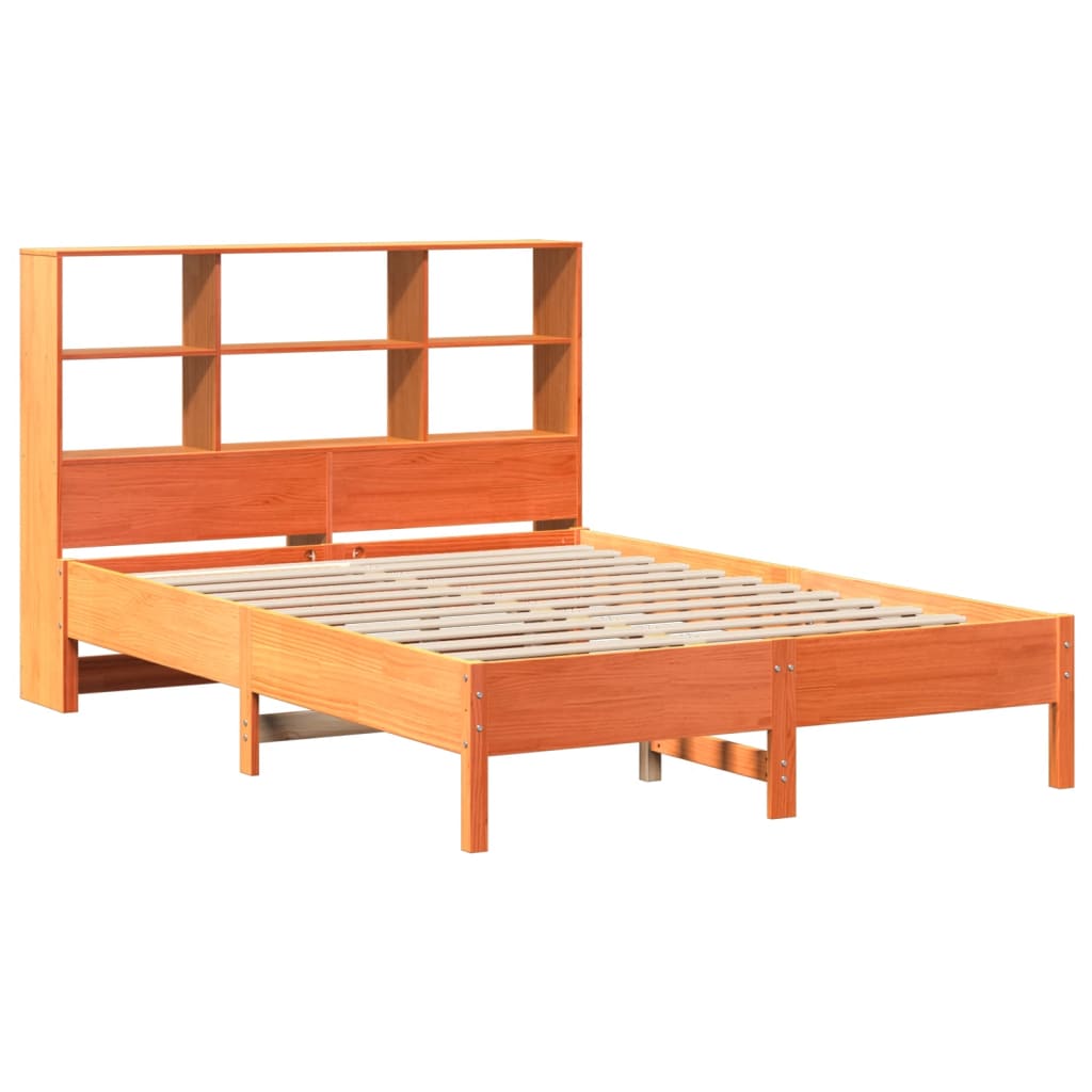 vidaXL Cama con estantería sin colchón madera maciza marrón 160x200 cm