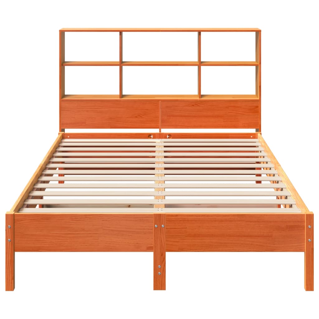 vidaXL Cama con estantería sin colchón madera maciza marrón 160x200 cm