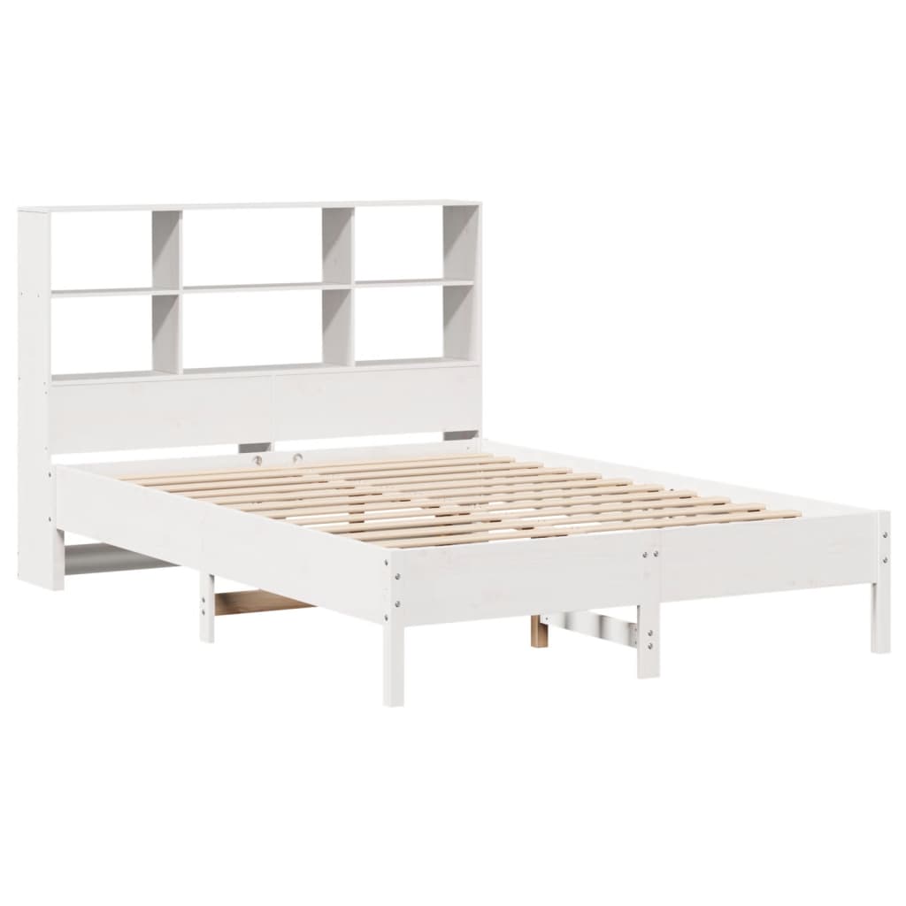 vidaXL Cama con estantería sin colchón madera maciza blanca 150x200 cm