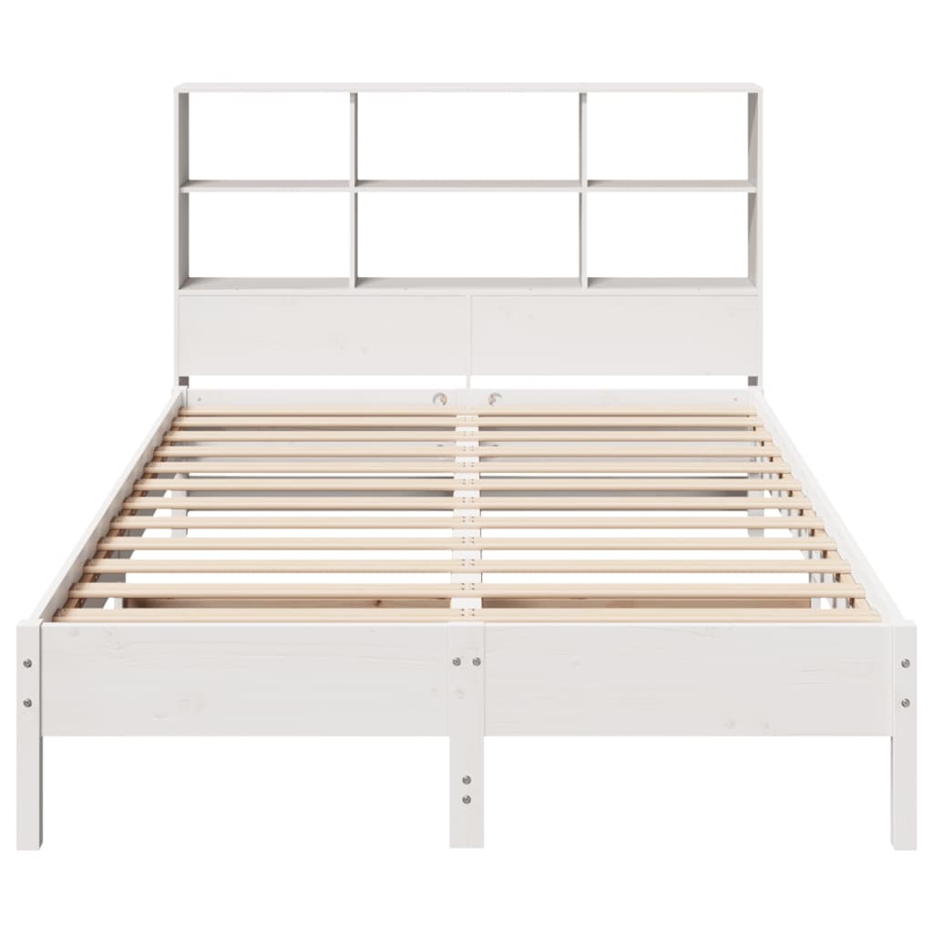 vidaXL Cama con estantería sin colchón madera maciza blanca 150x200 cm