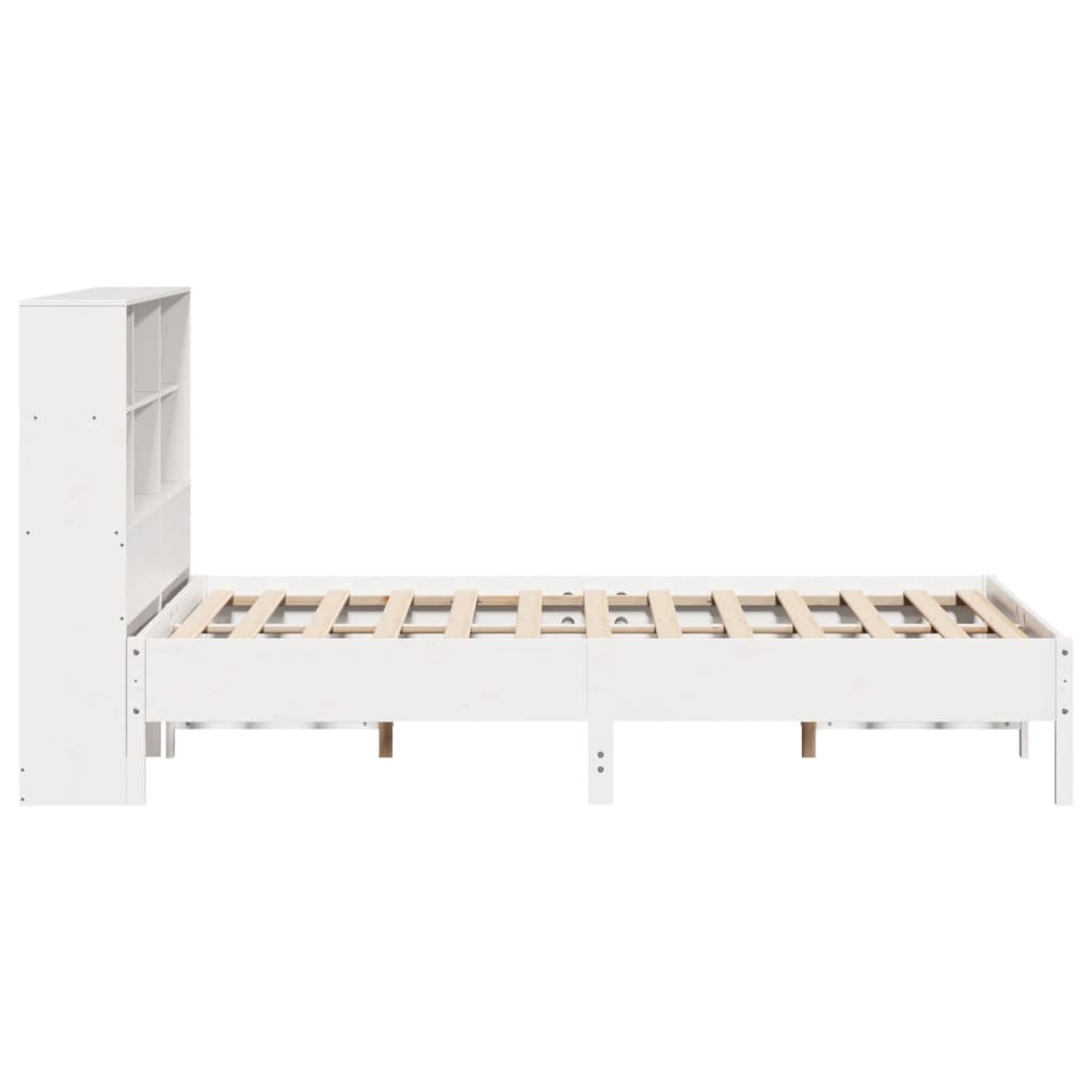 vidaXL Cama con estantería sin colchón madera maciza blanca 150x200 cm