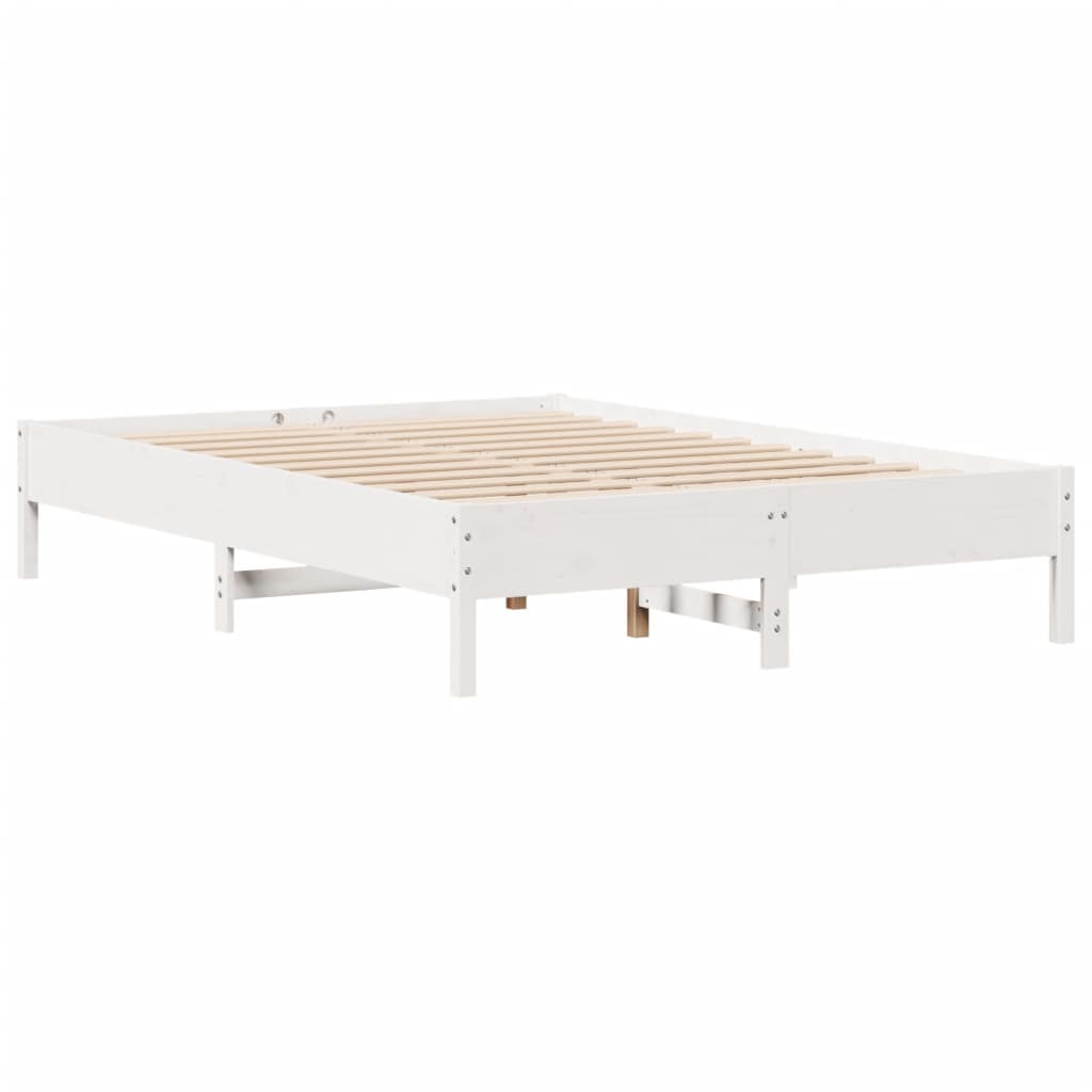 vidaXL Cama con estantería sin colchón madera maciza blanca 150x200 cm