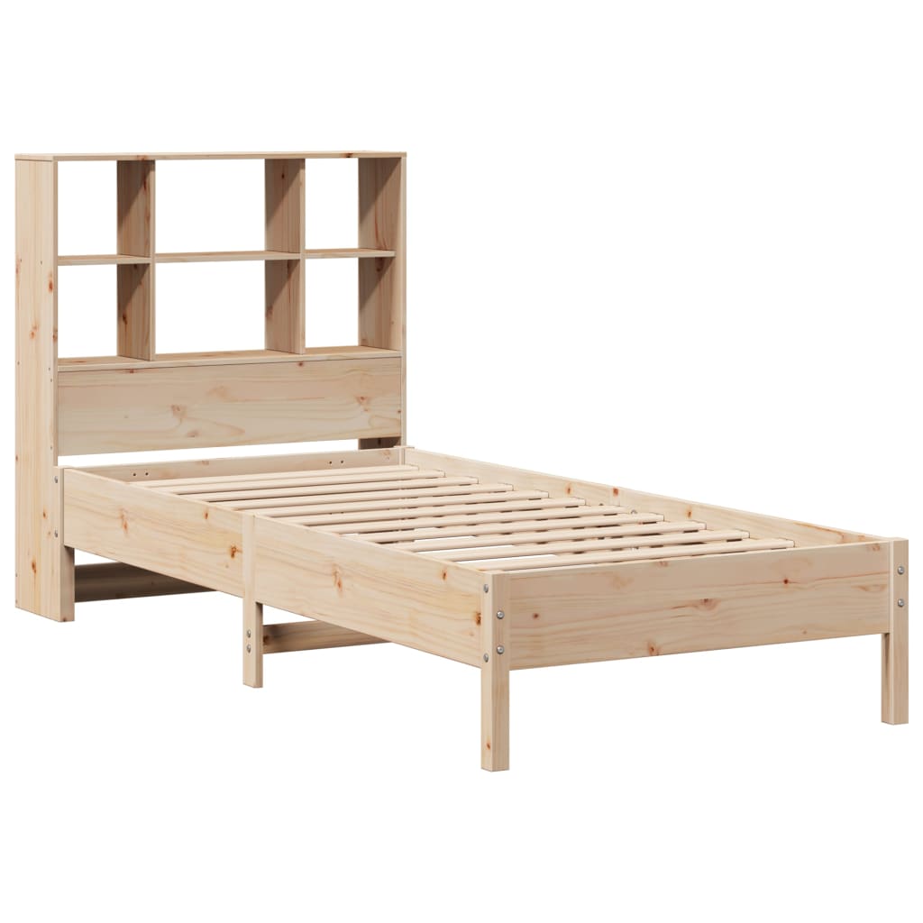 vidaXL Cama con estantería sin colchón madera maciza de pino 75x190 cm