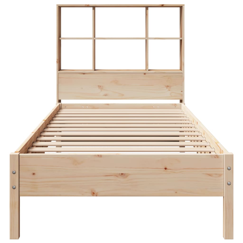 vidaXL Cama con estantería sin colchón madera maciza de pino 75x190 cm