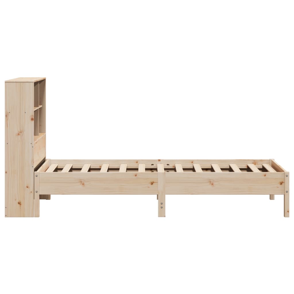 vidaXL Cama con estantería sin colchón madera maciza de pino 75x190 cm