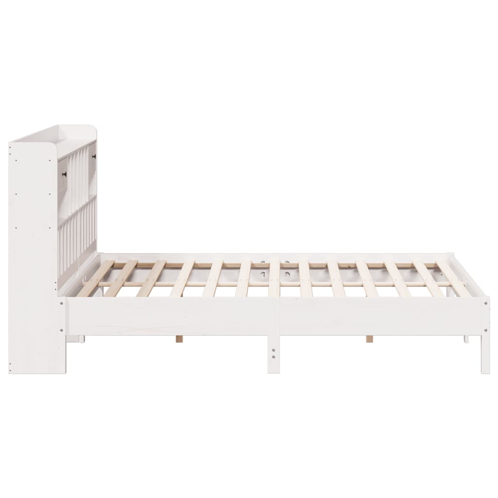 vidaXL Cama con estantería sin colchón madera maciza blanca 200x200 cm