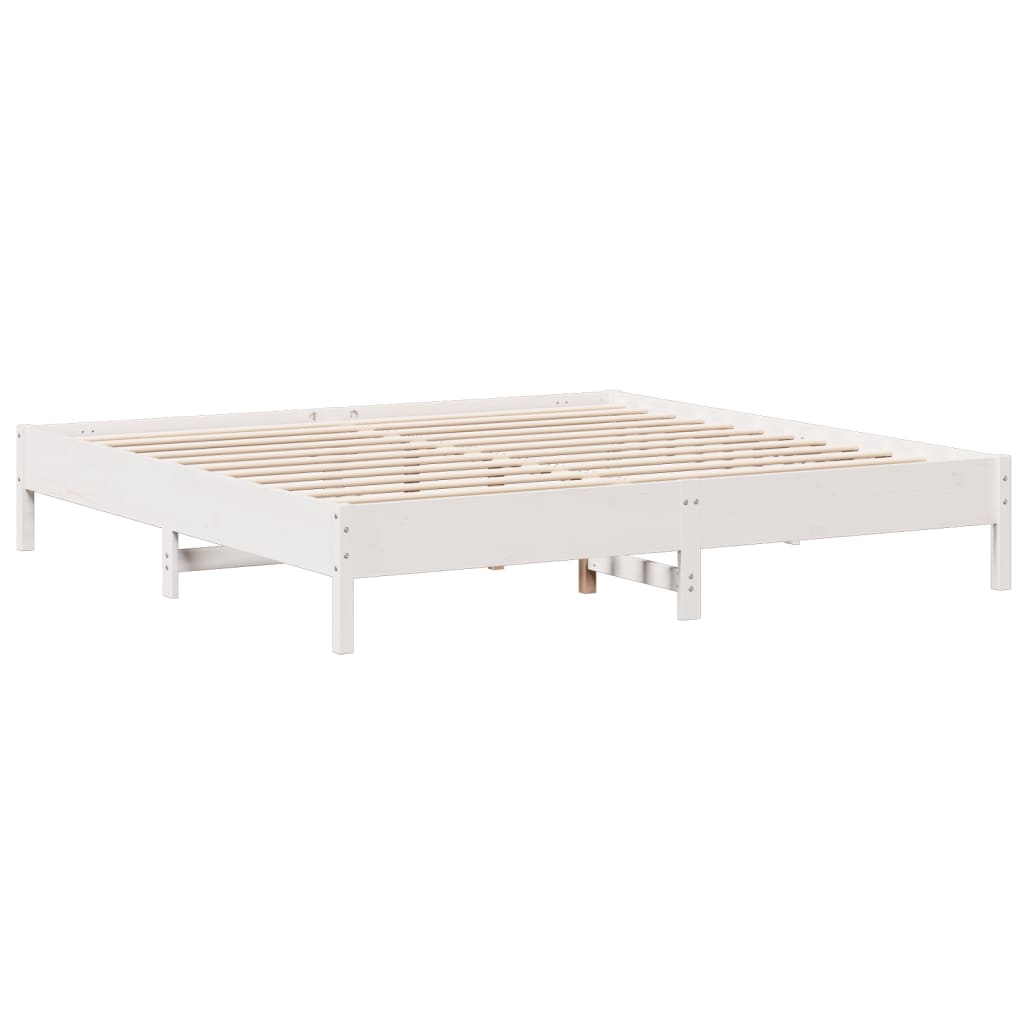 vidaXL Cama con estantería sin colchón madera maciza blanca 200x200 cm