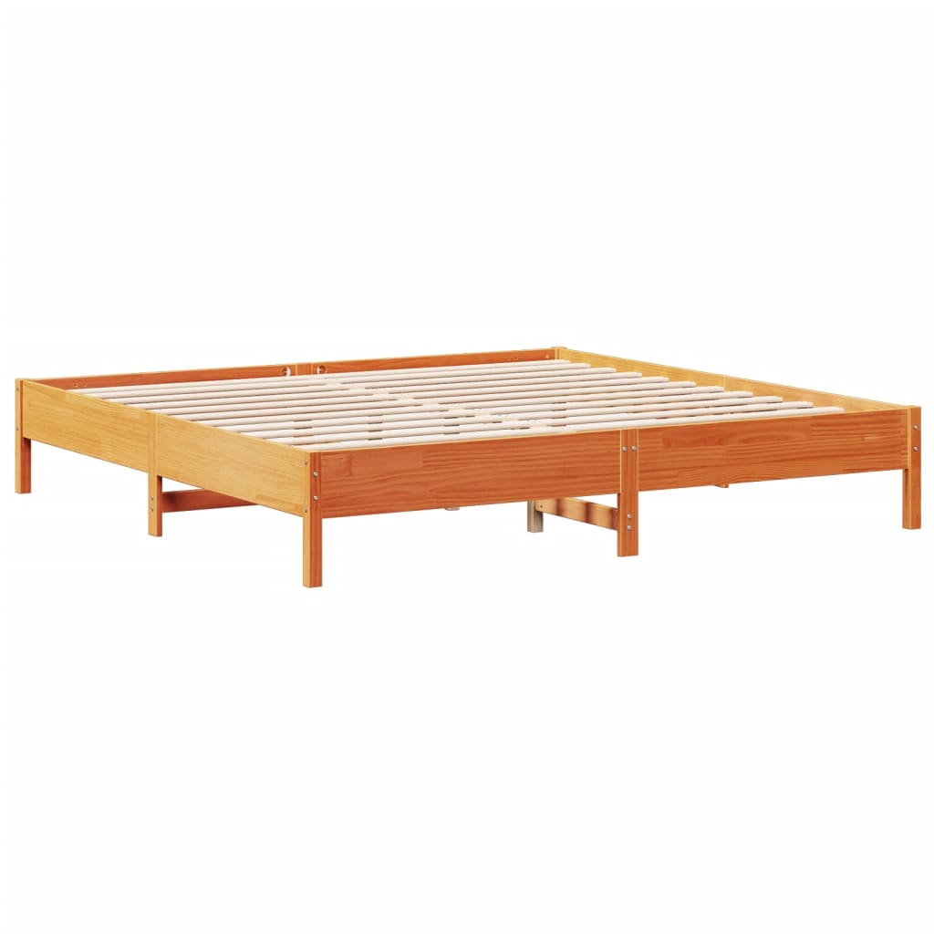 vidaXL Cama con estantería sin colchón madera maciza marrón 180x200cm