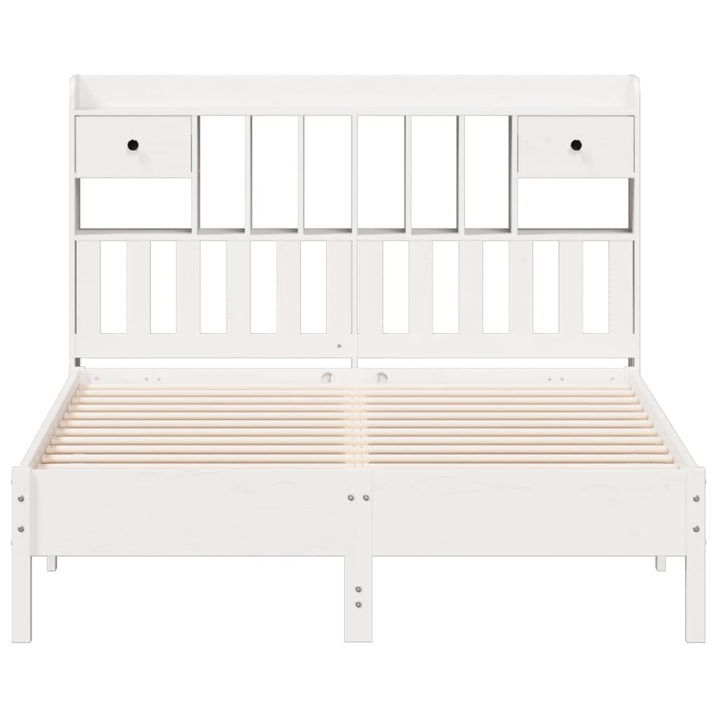 vidaXL Cama con estantería sin colchón madera maciza blanca 150x200 cm