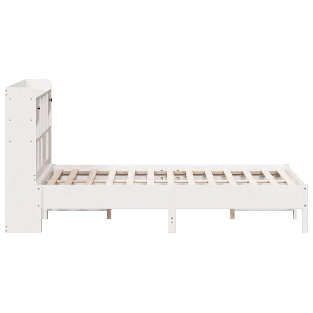 vidaXL Cama con estantería sin colchón madera maciza blanca 150x200 cm