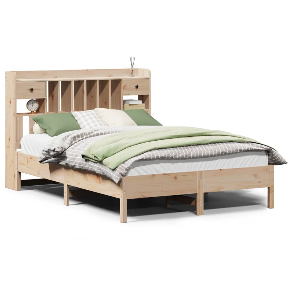 vidaXL Cama con estantería sin colchón madera maciza de pino 140x200cm