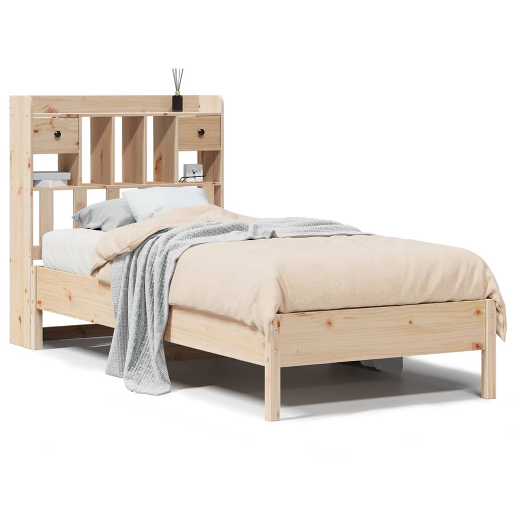 vidaXL Cama con estantería sin colchón madera maciza de pino 90x200 cm