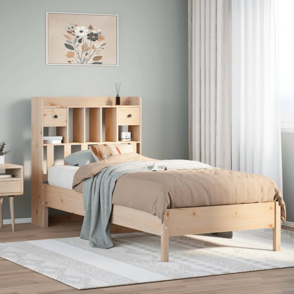 vidaXL Cama con estantería sin colchón madera maciza de pino 90x200 cm