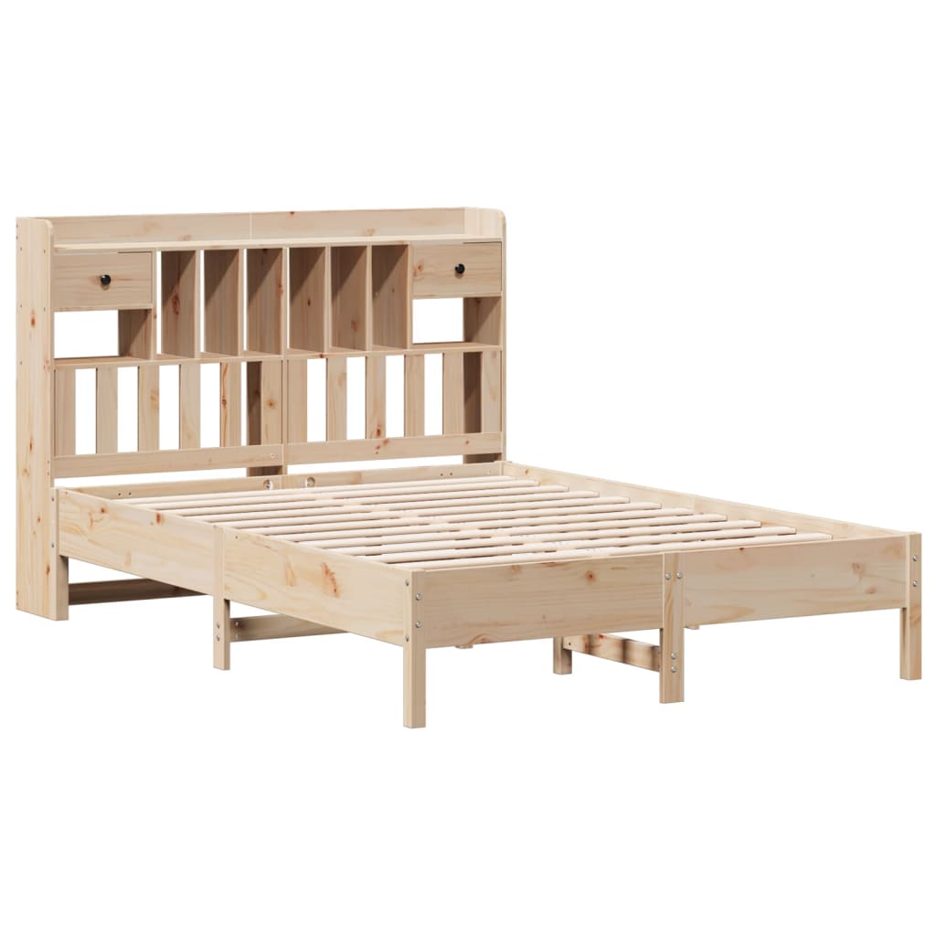 vidaXL Cama con estantería sin colchón madera maciza de pino 140x190cm