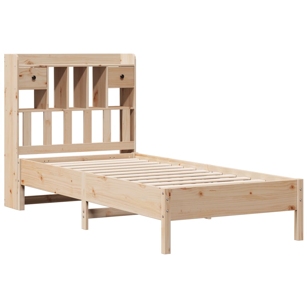 vidaXL Cama con estantería sin colchón madera maciza de pino 90x190 cm