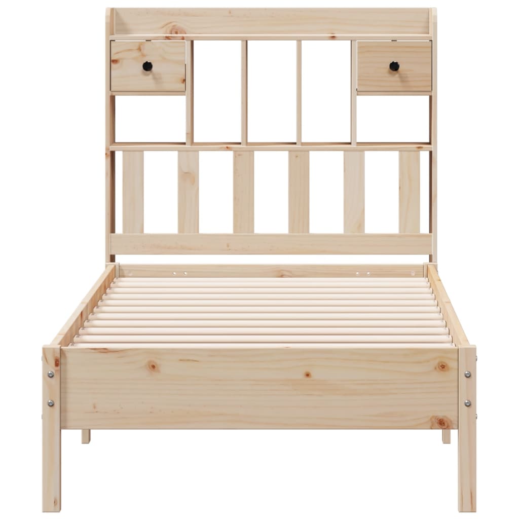 vidaXL Cama con estantería sin colchón madera maciza de pino 90x190 cm