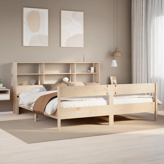 vidaXL Cama con estantería sin colchón madera maciza de pino 200x200cm